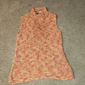 Sleeveless Knit Sweater in Orange and Pink